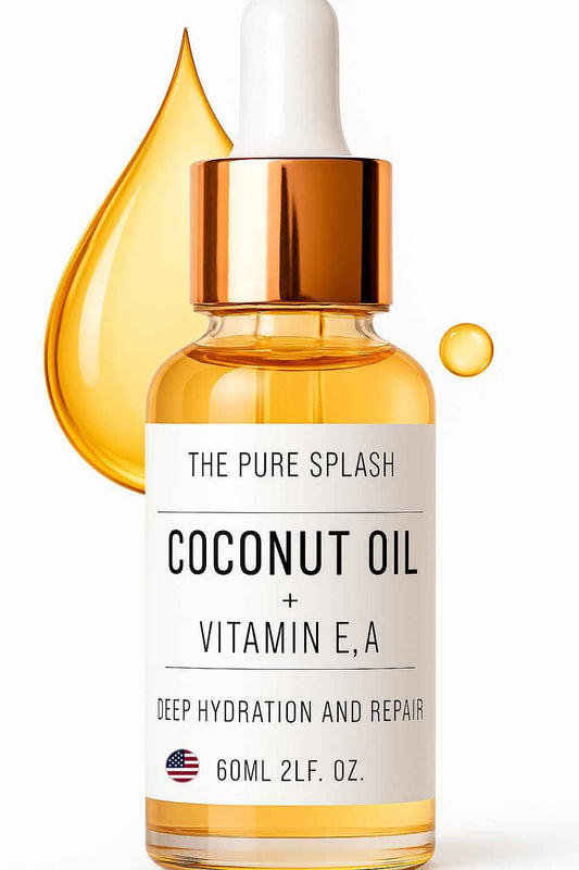 THE PURE SPLASH Coconut Oil with Vitamins E and A – Deep Hydration & Skin Nourishment | Lightweight, Non-Greasy Formula for Face, Body & Hair | 60ml
