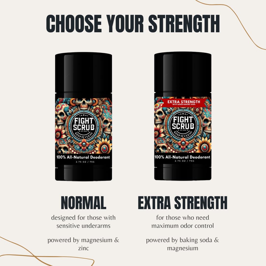 Fight Scrub Natural Deodorant - 100% All-Natural, Aluminum-Free, Long-Lasting Odor Protection, Magnesium Powered - Handmade in the USA (2-Pack: Mango + Coconut)