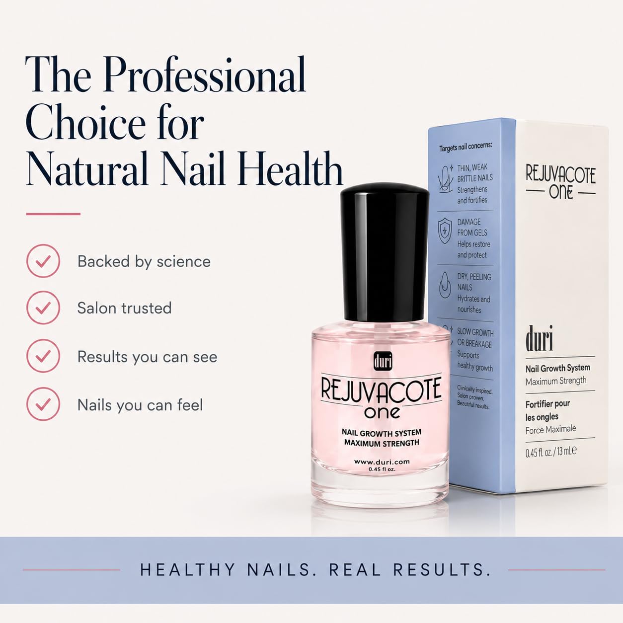 Duri Rejuvacote 1 Nail Growth System - Maximum Strength Nail Strengthener for Damaged Nails from Gel, Acrylic Manicure | Grow Long Natural Fingernails Fast - Rejuvacare Nail Hardener - 0.45 fl. oz.