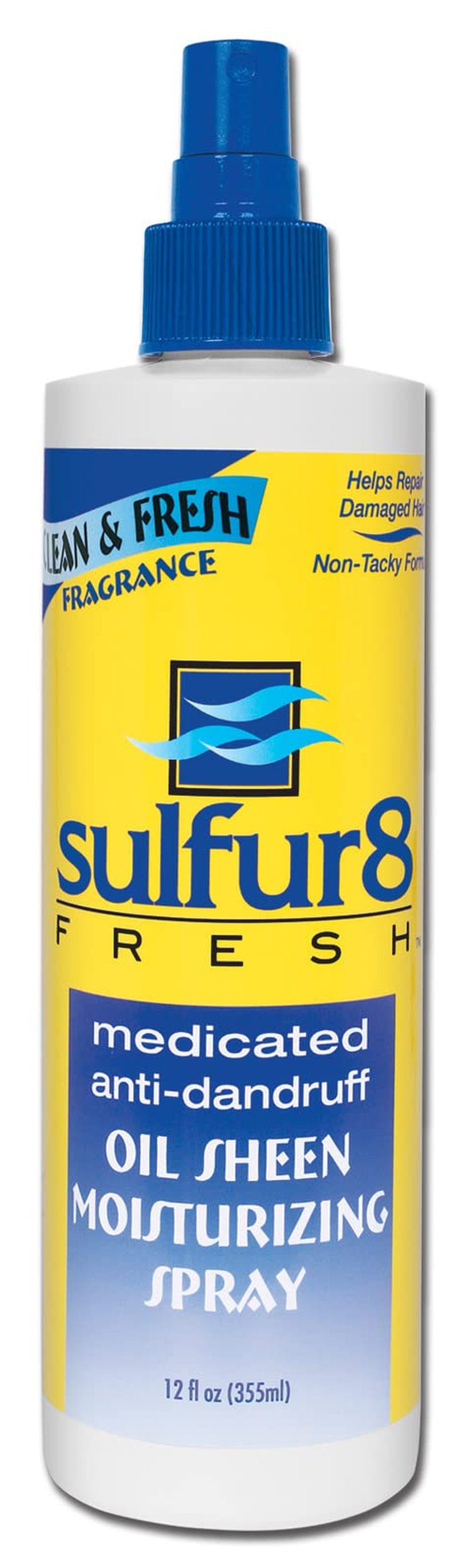 SULFUR8 Fresh Oil Sheen Medicated Anti-Dandruff Moisturizing Spray 12 oz – Helps Control Dandruff, Itchy Scalp Relief with Clean Fresh Fragrance for All Hair Types (Pack of 3)