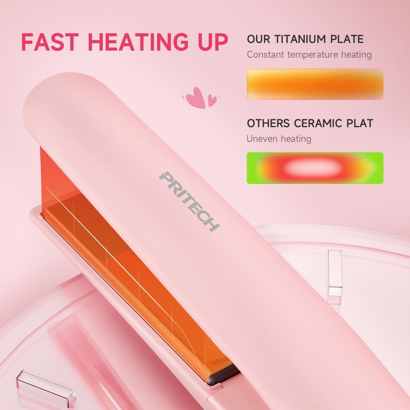 Flat Iron Hair Straightener - 1 Inch Titanium Fast Heating | 12 Temp Settings, Auto Shut Off, Dual Voltage for Silky Hair