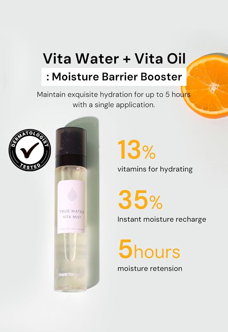 True Water Vita Mist - Hydrating Face Mist with 13 Vitamins & Sea Buckthorn Oil | 3.69 Fl Oz (105ml)