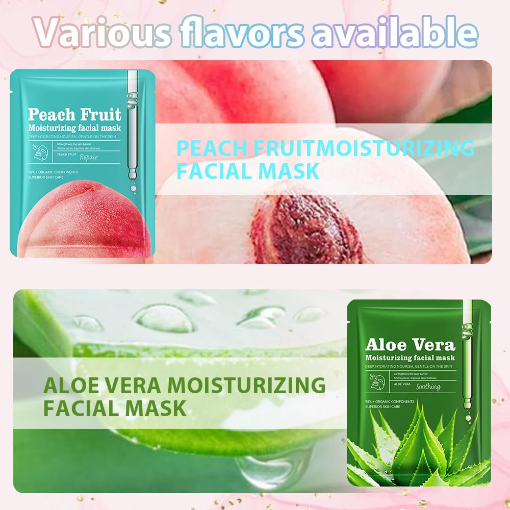 Hydrating Face Sheet Mask - Moisturizing Spa Treatment for Sensitive Skin | Pack of 12