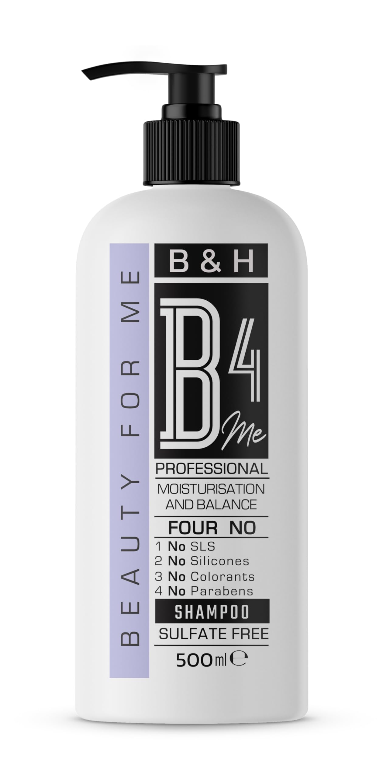 Beauty for Me B4Me Professional Sulfate Free Shampoo, Moisturization and Balance, 500ml./ 16.9 Fl oz