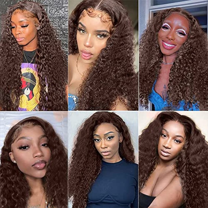 28 30 32 inch #4 Human Hair Bundles Brown Deep Wave Bundles #4 Wet and Wavy Bundle Chocolate Brown Bundle 300g
