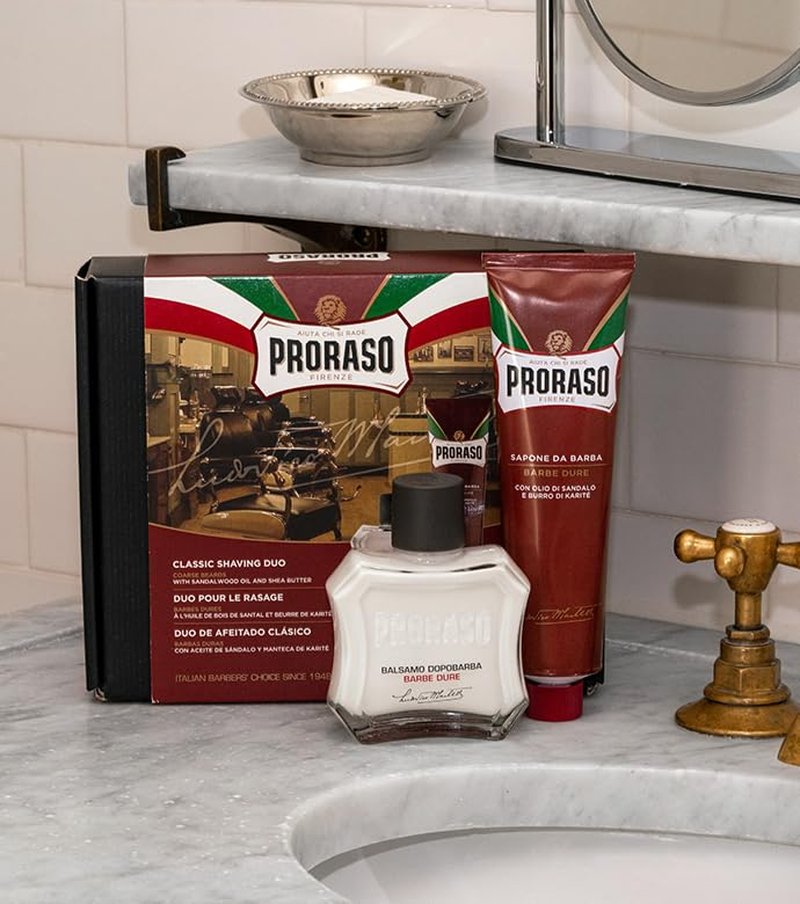 Proraso Shaving Kit - Nourishing Cream & Balm for Coarse Beards | Premium Italian Duo Gift Set for Men