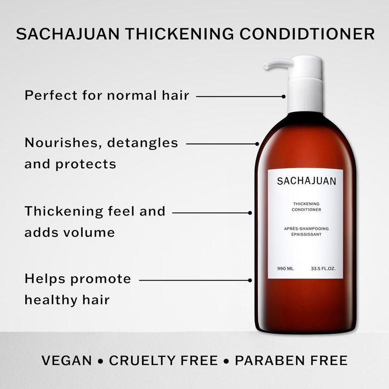 SACHAJUAN Thickening Hair Conditioner - Volumizing & UV Protection, Paraben-Free, Smooth Shine 8.4 oz