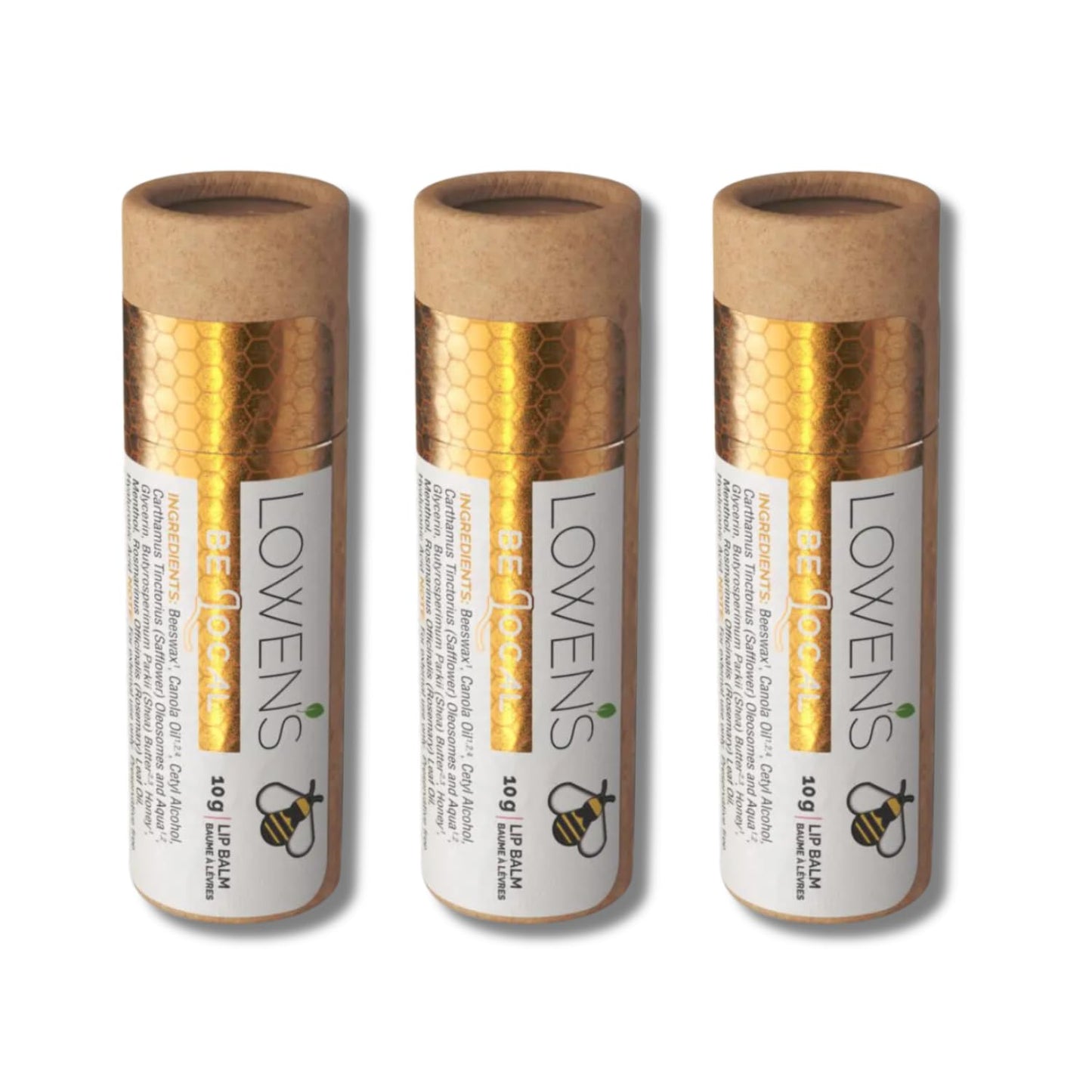 Lowen’s Natural Skincare Be Local Lip Balm - All Natural, Organic, Eco Friendly Chapstick - 10 Grams (Pack Of 3)