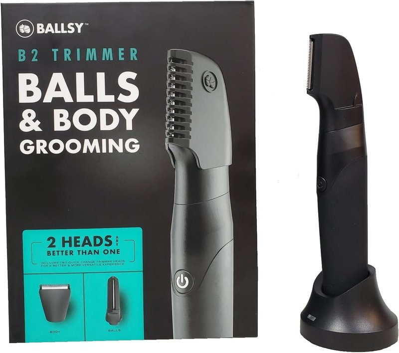 Ballsy B2 Groin & Body Trimmer for Men - Waterproof, Cordless, 2 Quick Change Heads | Ultimate Close Shave