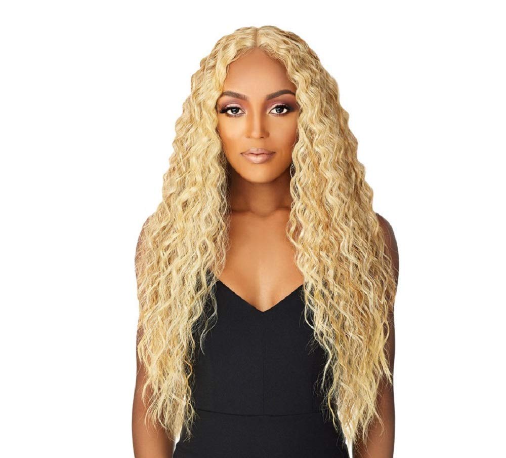 Synthetic Long Length Layered Wavy Wig - Center Part | 5G True HD Transparent Swiss Lace - Quinnie (1B)