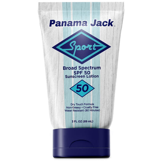 Panama Jack Sport Sunscreen Lotion - SPF 50, Broad Spectrum UVA/UVB Protection, Non-Greasy, PABA, Paraben, Gluten & Cruelty Free, 3 FL OZ (Pack of 2)