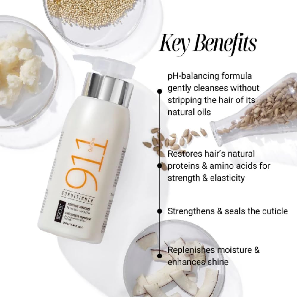 Biotop Professional 911 Quinoa Hair Conditioner - Hydrating Conditioner for Hair Health + Frizz Control - Repairing, pH Balancing & Nourishing Treatment for Dry Ends - (8.45 oz/250ml)