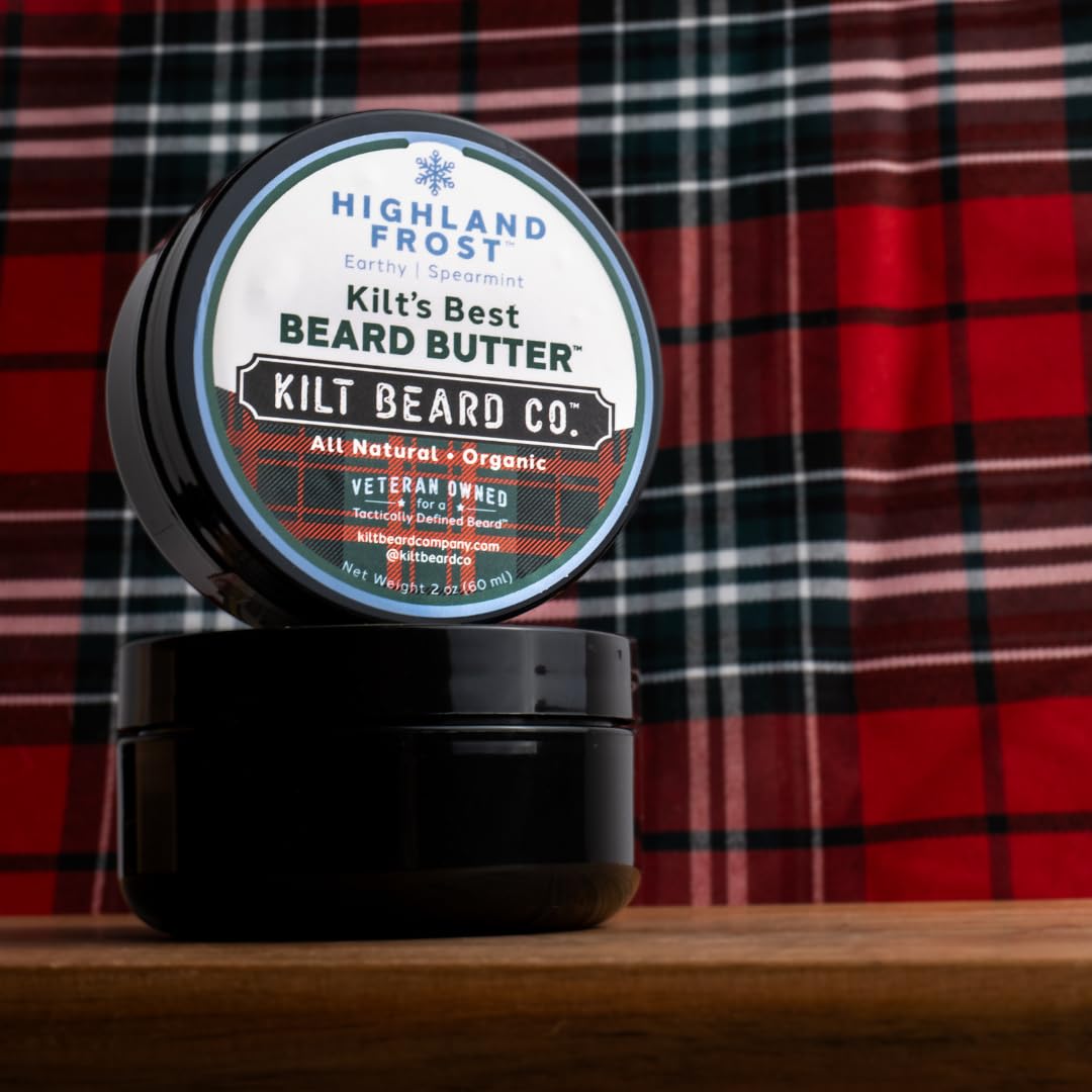 Highlands Frost Beard Butter - All-Natural Beard Moisturizer & Conditioner with Shea & Mango Butter | Softens & Hydrates Dry Beards, Earthy Spearmint & Cypress Scent