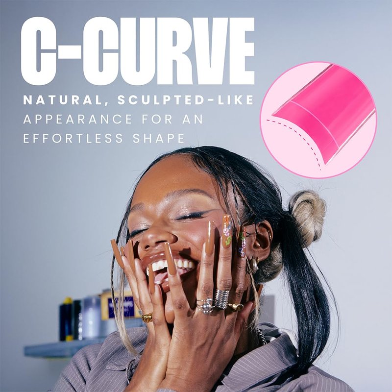 V Beauty Pure Square Nail Tips - Square, Long, Acrylic Nail and Gel Tips, Curved Extension, Professional Long Flexible Fake Nails with the Perfect C Curve, Half Cover and Clear - 504 pcs