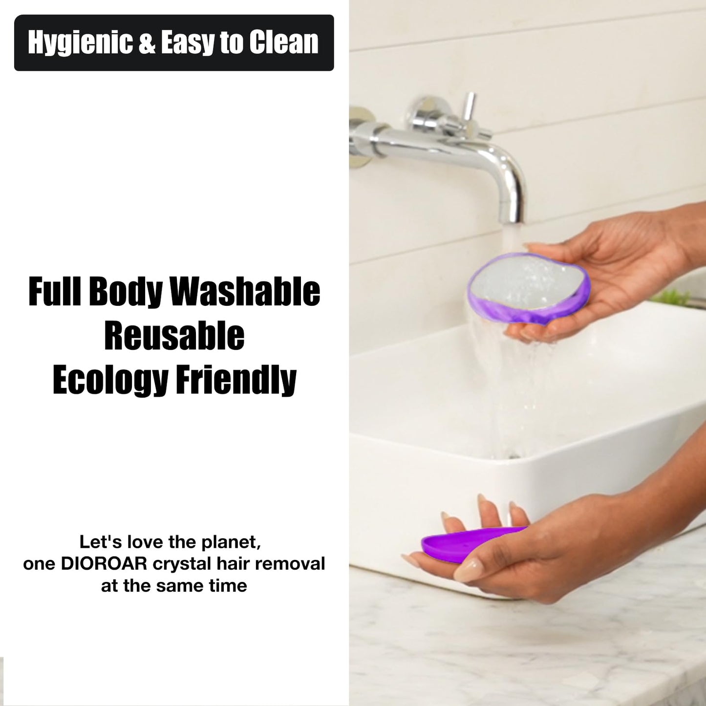 DIOROAR Crystal Hair Eraser,Upgrade Crystal Hair Remover,Physical Nano Glass Hair Removal Device,Painless Epilator and Exfoliator Without Shaver for Quick Soft Silky Skin(Violet)