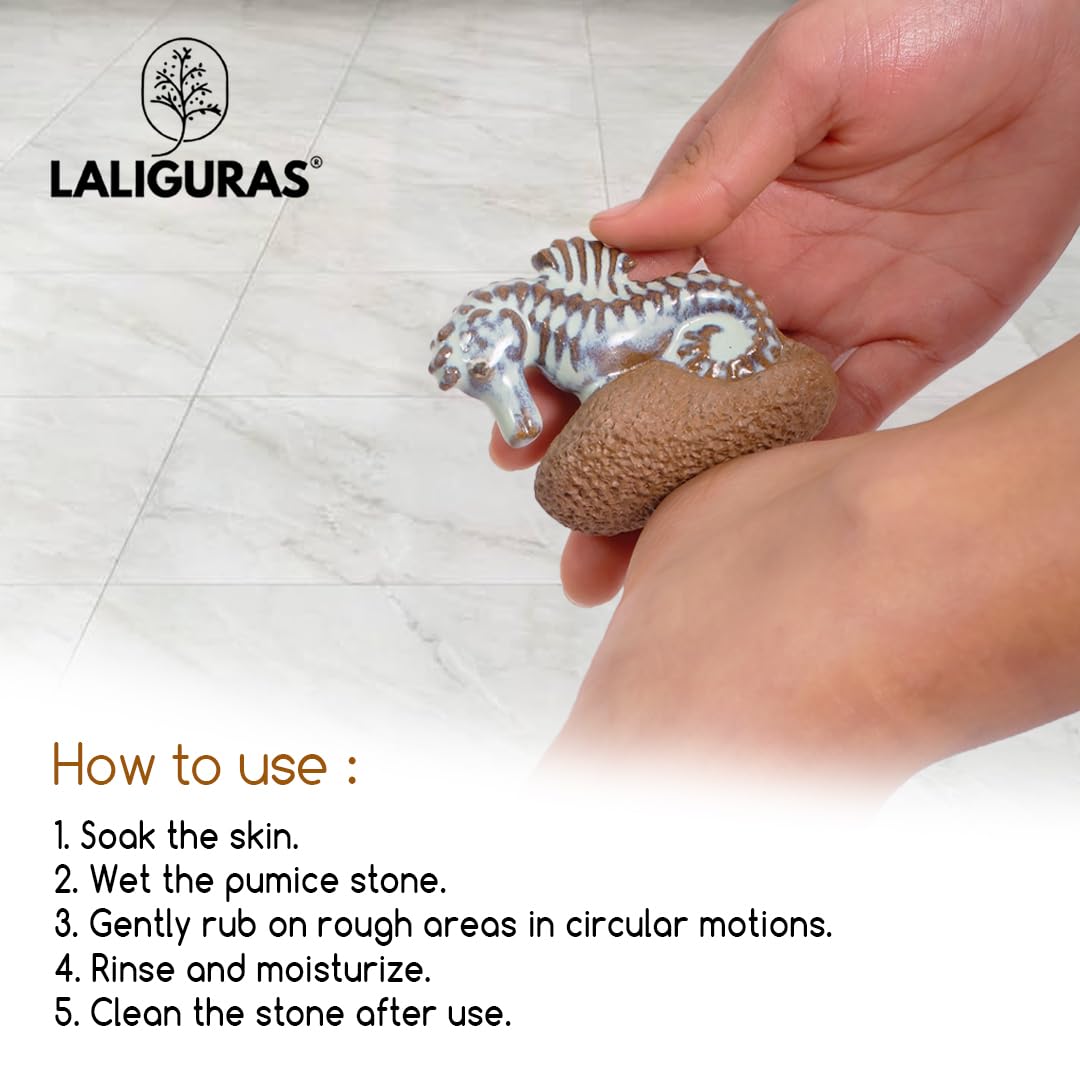 Laliguras Pumice Stone for Feet - Handcrafted 100% Natural Terracotta Foot Scrubber for Corn, Callus, Dry Dead Skin Removal - Exfoliating Rock for Feet/Hands - Relaxing Foot Care Tool (3 Pack - Sea)