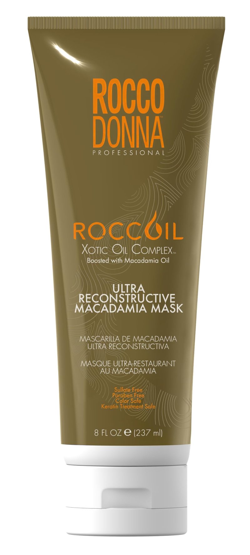 Rocco Donna Ultra Reconstructive Macadamia Mask, Intense Hair Repair, Restructures and Fortifies, Adds Elasticity and Shine, Macadamia Oil and Roccoil Xotic Oil Complex, All Hair Types, 8 oz