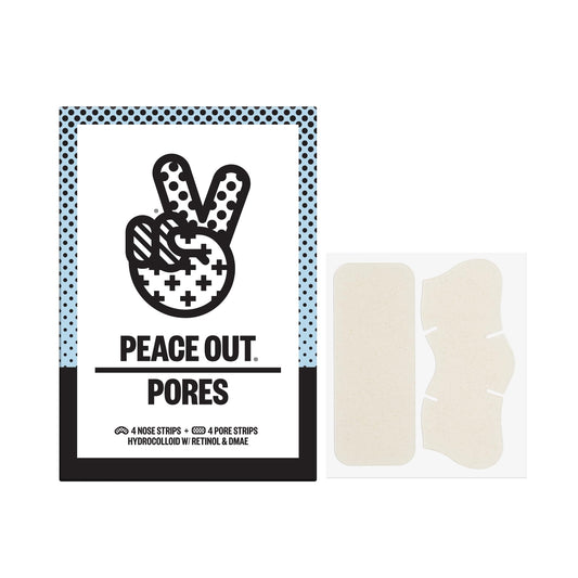 PEACE OUT Skincare Pore Minimizing Strips, Hydrocolloid Pore-Refining Nose and Face Strips with Retinol & Vitamin A to Shrink Enlarged Pores and Remove Blackheads (4 pore and 4 nose strips)