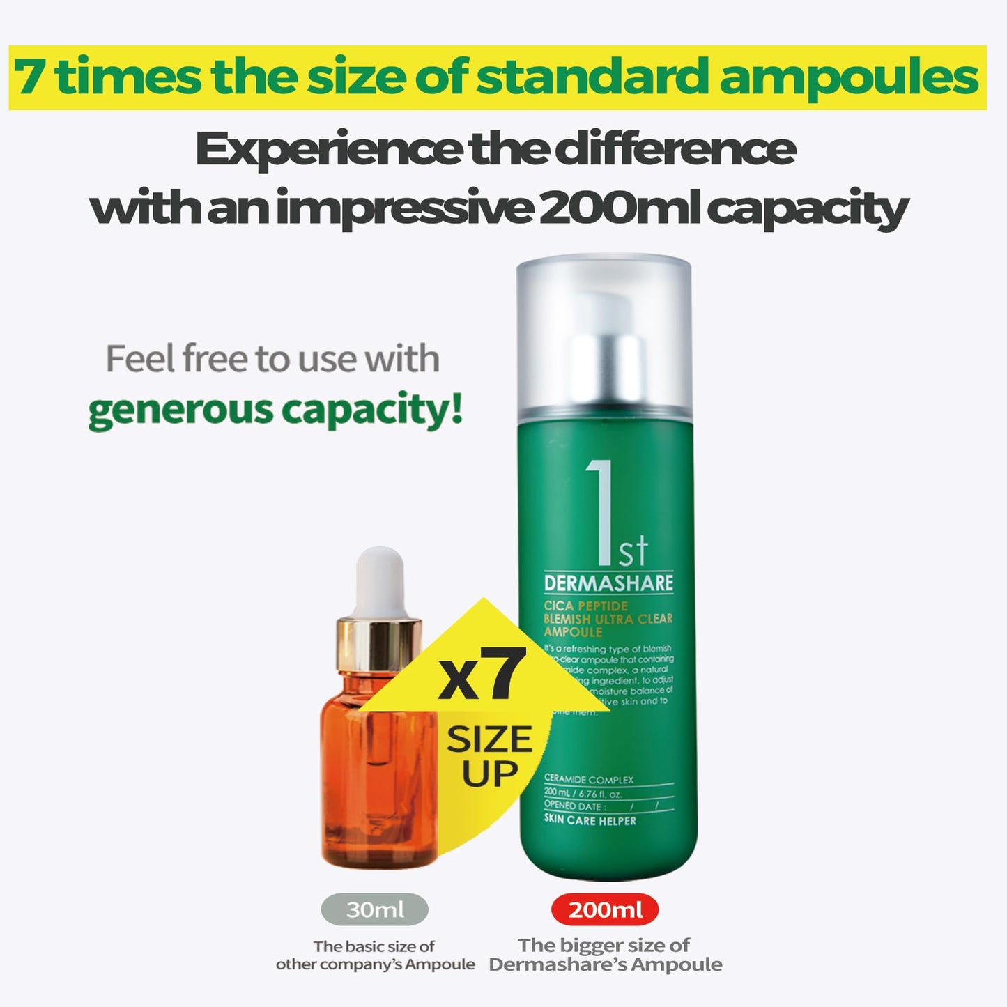 DERMASHARE FIRST CICA PEPTIDE BLEMISH ULTRA CLEAR AMPOULE First Cica Peptide Blemish Clear Ample Beauty Serum, Deer Peptide, Moisturizing, Aging Care, Hari, Large Capacity