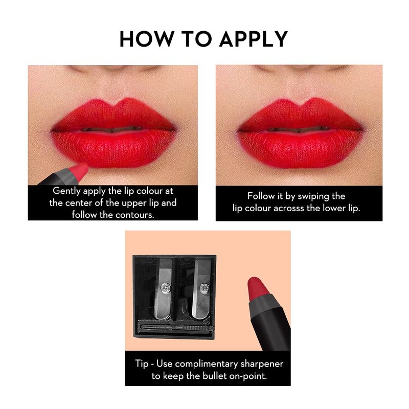 SUGAR Cosmetics Matte as Hell Crayon Lipsticks for Women Lasts Up To 8+ Hours Lip Crayon with Sharpener 2.8gm - 1 count (Pack of 1) 11 Elle Woods