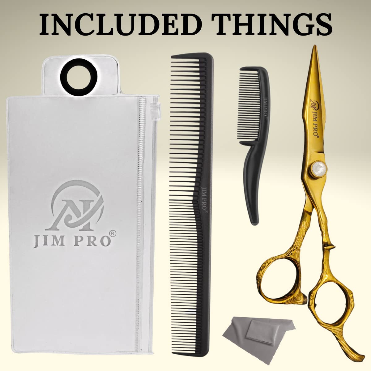 JIM PRO Professional Quality Barber Scissor - Hair Cutting Scissors, Professional Japanese 440C Stainless Steel Barber Hair Scissors With Dragon Handle, for Both Salon and Home Use 6.5" (GOLDEN-440C)