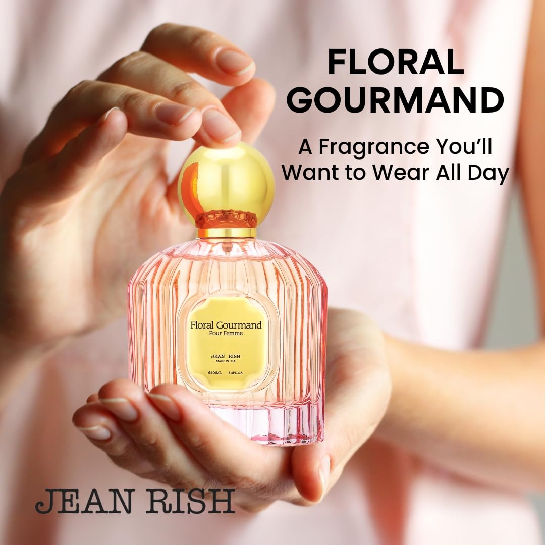 Jean Rish Floral Gourmand Perfume for Women Eau De Parfum, Long-Lasting Luxury Fragrance, Made In USA - Vanilla, Jasmine, Amber, Musk, Patchouli Scent - 100ml / 3.4 oz