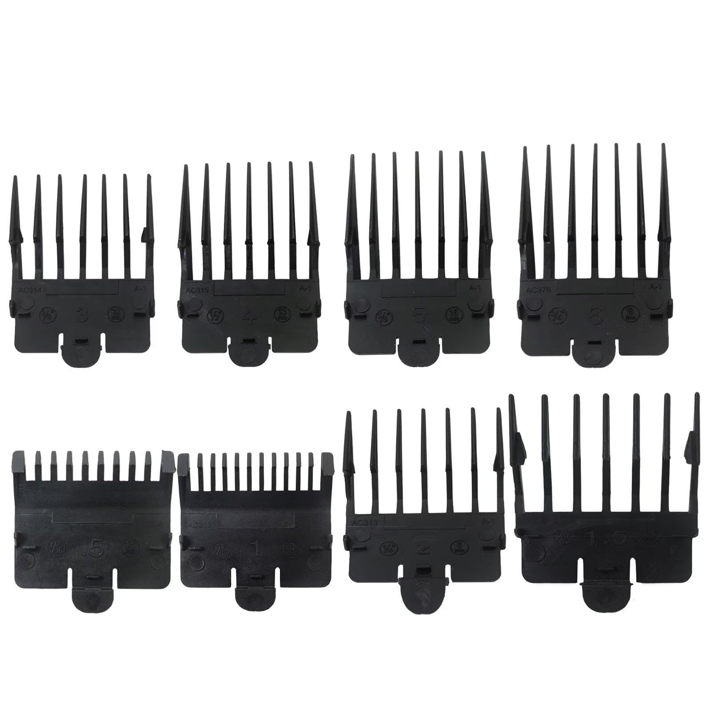 Zafina-UP Clipper Guide Combs Set, 8pcs Hair Clipper Guards (1/16, 1/8, 3/16, 1/4, 3/8, 1/2, 5/8, 3/4 inch), Trimmer Guards Compatible with BaBylissPRO Barberology FX870, FX880, FX825, FX673