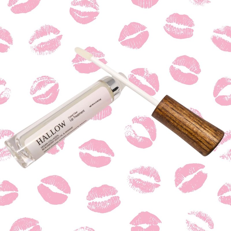 Hallow Lip Treatment, Crystal Clear Gentle Volumizing Gloss with Jojoba Oil, Avocado Oil, and Vegan Collagen, 0.13 oz (4g)