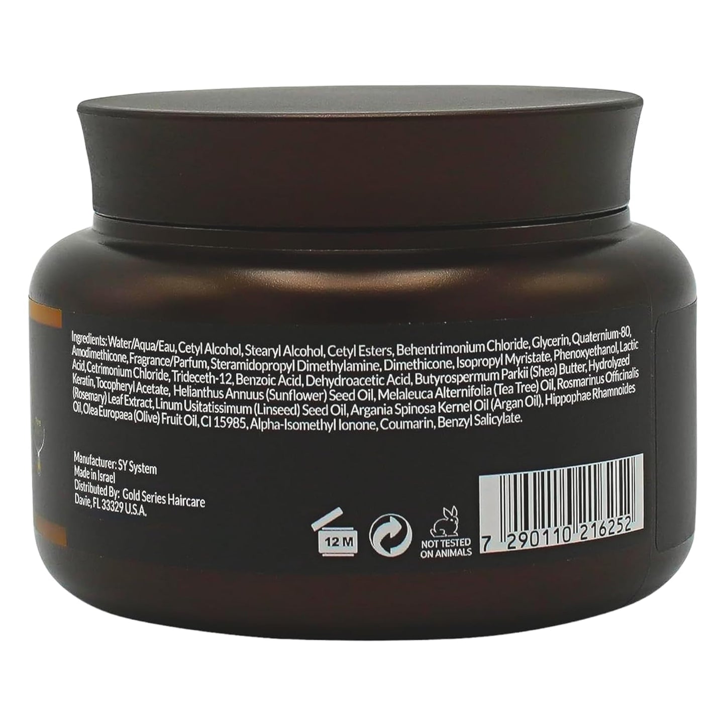 Gold Series Treatment Mask – Deep Hydrating Argan Oil Hair Mask for Dry, Damaged, Color Treated and Curly Hair Enriched with Keratin – Sulfate Free Natural Hair Repair Treatment, 8.45oz