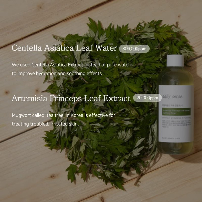 daily sense Artemisia Soothing Facial Toner – Korean Skincare, NO Alcohol, Plant-Based, Cruelty Free, Soothing Toner for Sensitive Skin,300ml, 10.14 fl.oz
