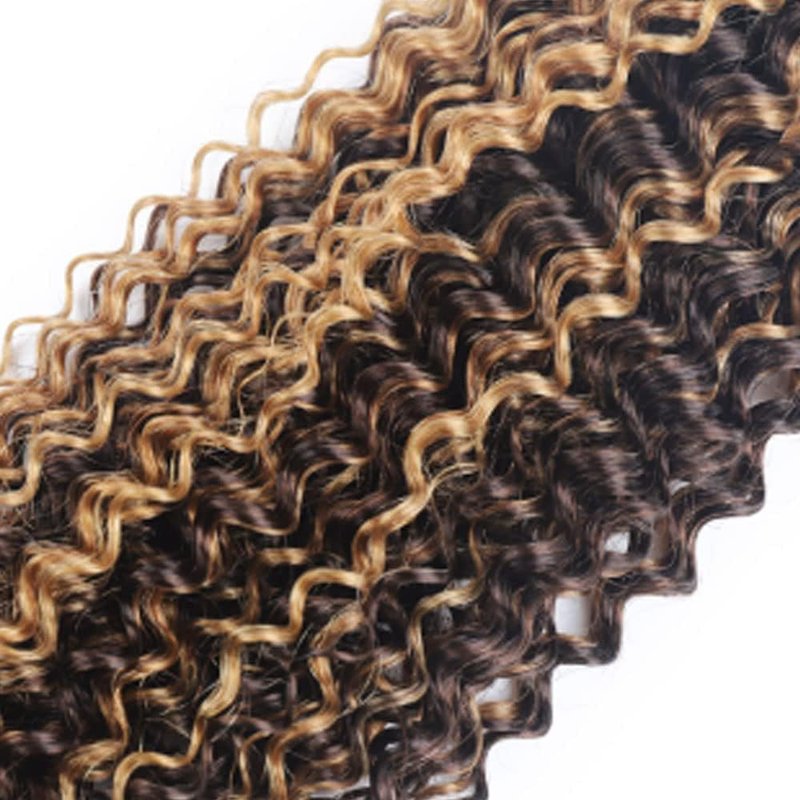 Wahairse Human Hair Bundles Jerry Curly P4/30 Color Human Hair Unprocessed Brazilian Virgin 3 Bundles Quick Weave Human Hair Extensions 300g (P4/30 Jerry Curly,12 14 16)