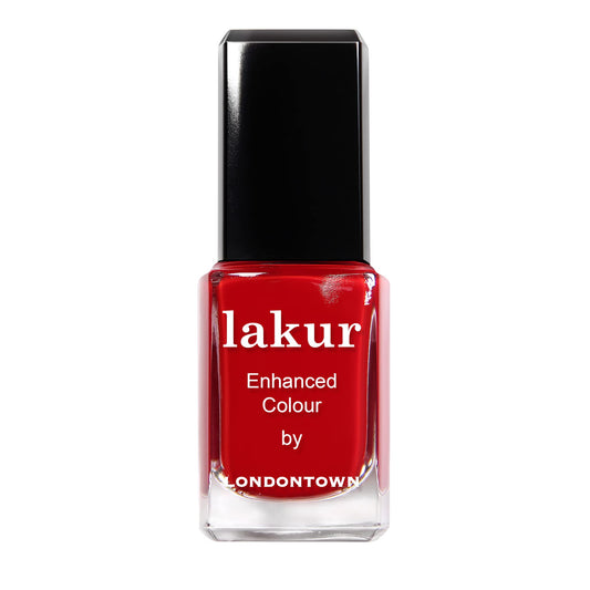 LONDONTOWN Lakur Nail Polish – Red, Charging of the Guards, 0.4 Fl Oz, Long-Lasting, Streak-Free, Chip-Resistant | 21+ Free Non-Toxic Vegan Nail Color, Strengthens & Hydrates Nails