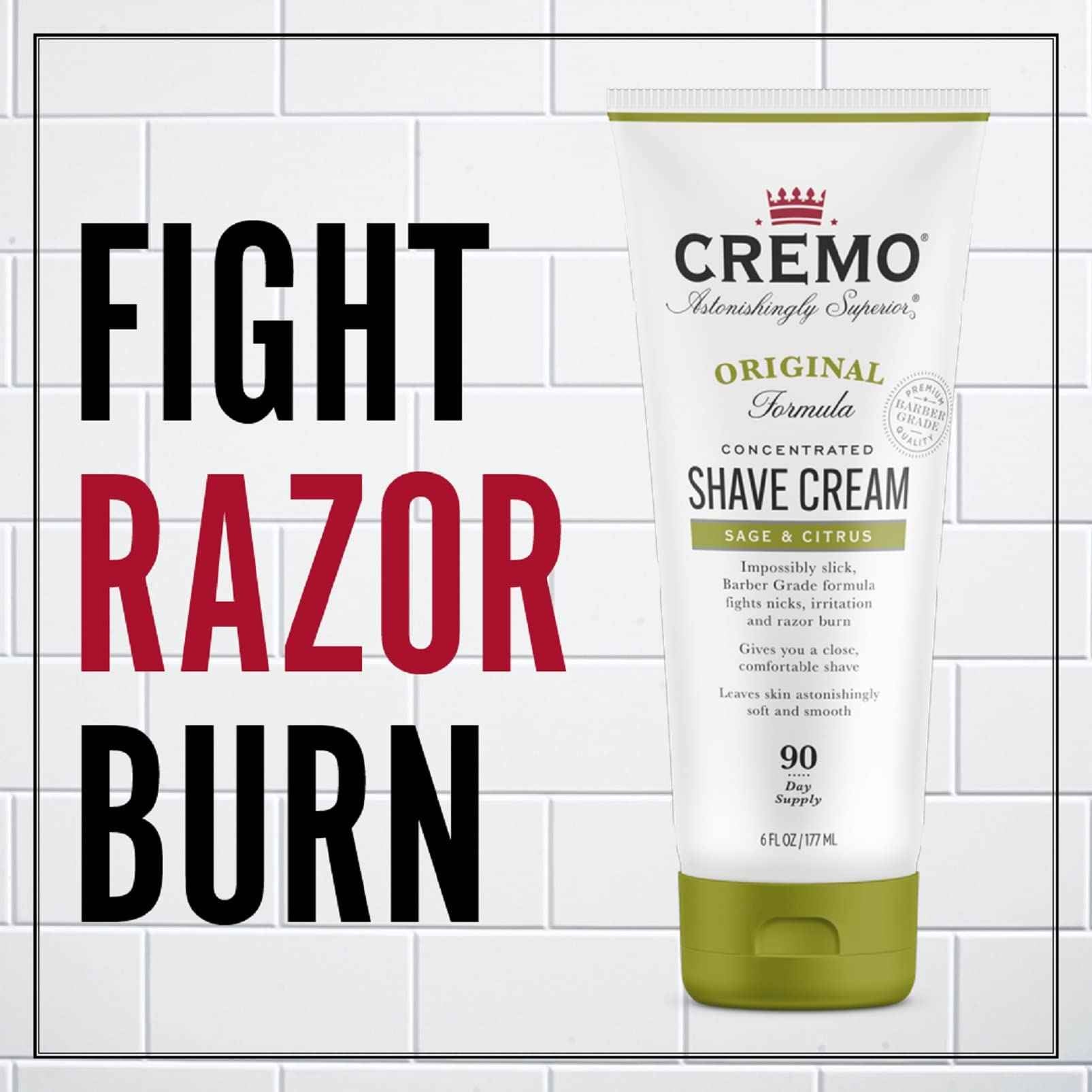 Cremo Barber Grade Sage & Citrus and Sandalwood Shave Creams, Ultra-Slick Shaving Cream for Men Fights Nicks Cuts and Razor Burn, 2 x 6 Fl Oz