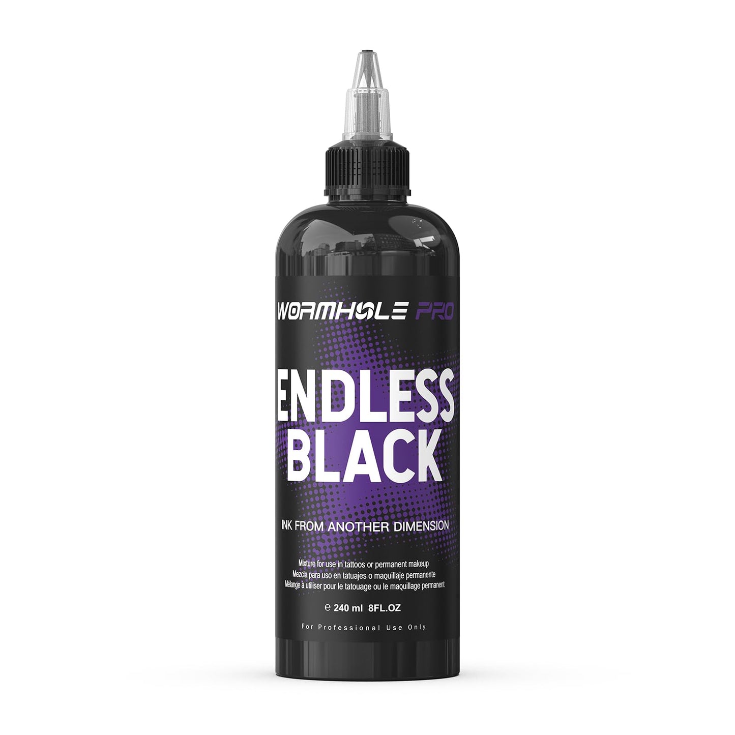 WORMHOLEPRO Black Tattoo Ink - Endless Black Ink, Long Lasting Vivid, Vegan Pigment for Old School, Tribal Tattoos (8 oz Bottle)