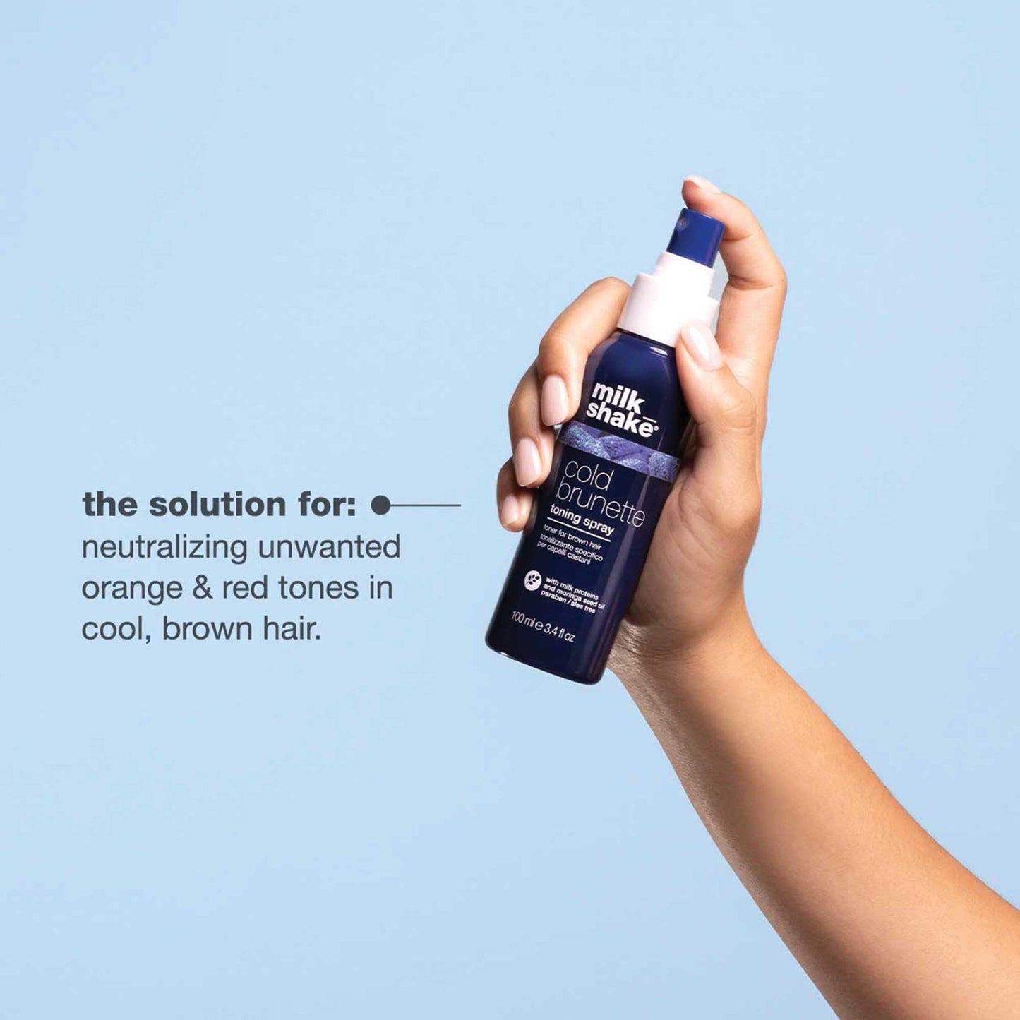 milk_shake Cold Brunette Toning Spray - Brown Hair Blue Pigment Spray | Counteracts Warm Red Orangey Tones | Strengthens and Hydrates | 3.4 fl oz (100 ml)
