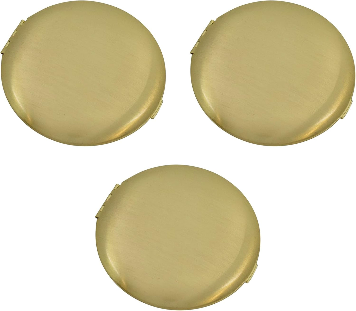 Double-Sided Magnifying Compact Mirrors - Set of 3 with Brushed Metal Finish | Gold Round Design