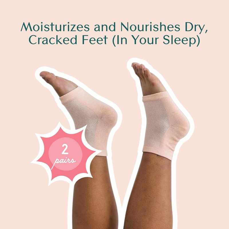 Moisturizing Gel Socks for Dry Cracked Heels - Soft Heel Repair Overnight Comfort | 2 Pairs