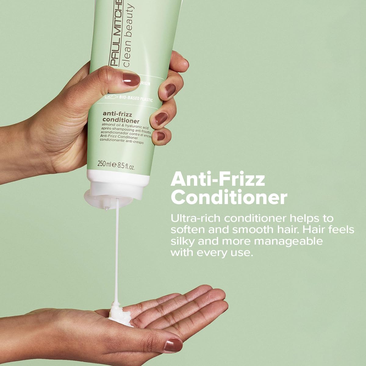 Paul Mitchell Clean Beauty Anti-Frizz Conditioner, Ultra-Rich Formula, Improves Elasticity, For Textured, Frizz-Prone Hair, 8.5 fl. oz