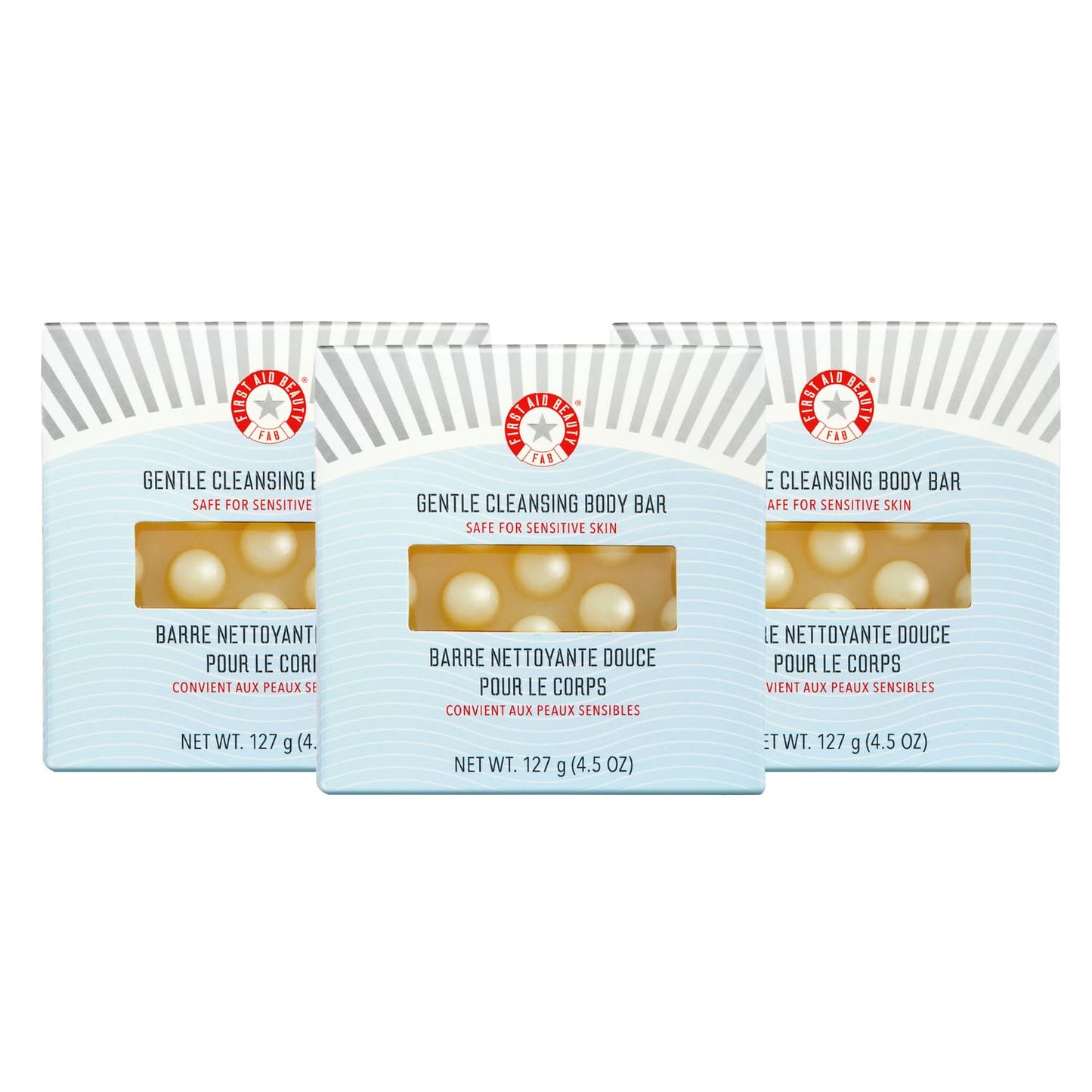 First Aid Beauty Gentle Cleansing Bar - Luxurious Fragrance-Free Soap with Squalane & Shea Butter | 4.5 oz, 3ct