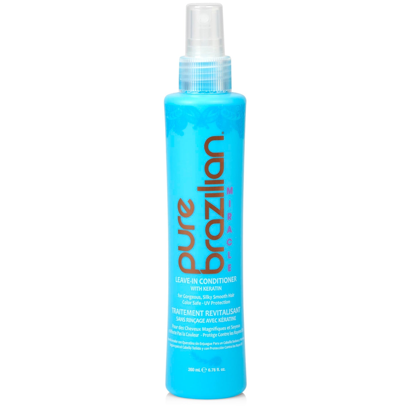Pure Brazilian Leave-In Conditioner, Nourishing Hair Treatment Enriched with Keratin to Fortify & Strengthen, 6.78 Ounce (200 Milliliter)