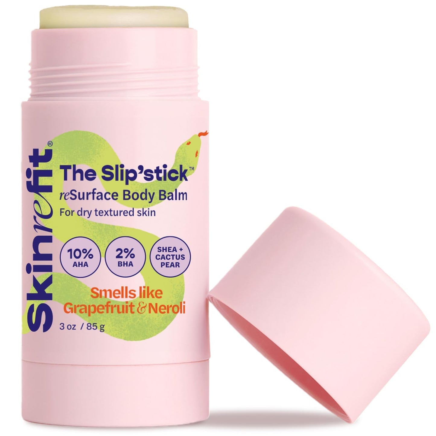 SKINREFIT The Slip'stick 10% Glycolic Acid Exfoliating Body Stick for Strawberry Legs, Bumps on Arms and Dry Rough Skin. KP Treatment with 10% AHA, 2% BHA | Large 3 oz