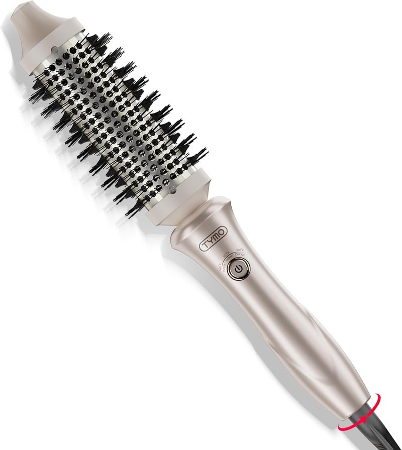 Tymo Thermal Brush - 1.5 Inch Curling & Straightening Tool | Dual Voltage Heated Volumizer in Gold