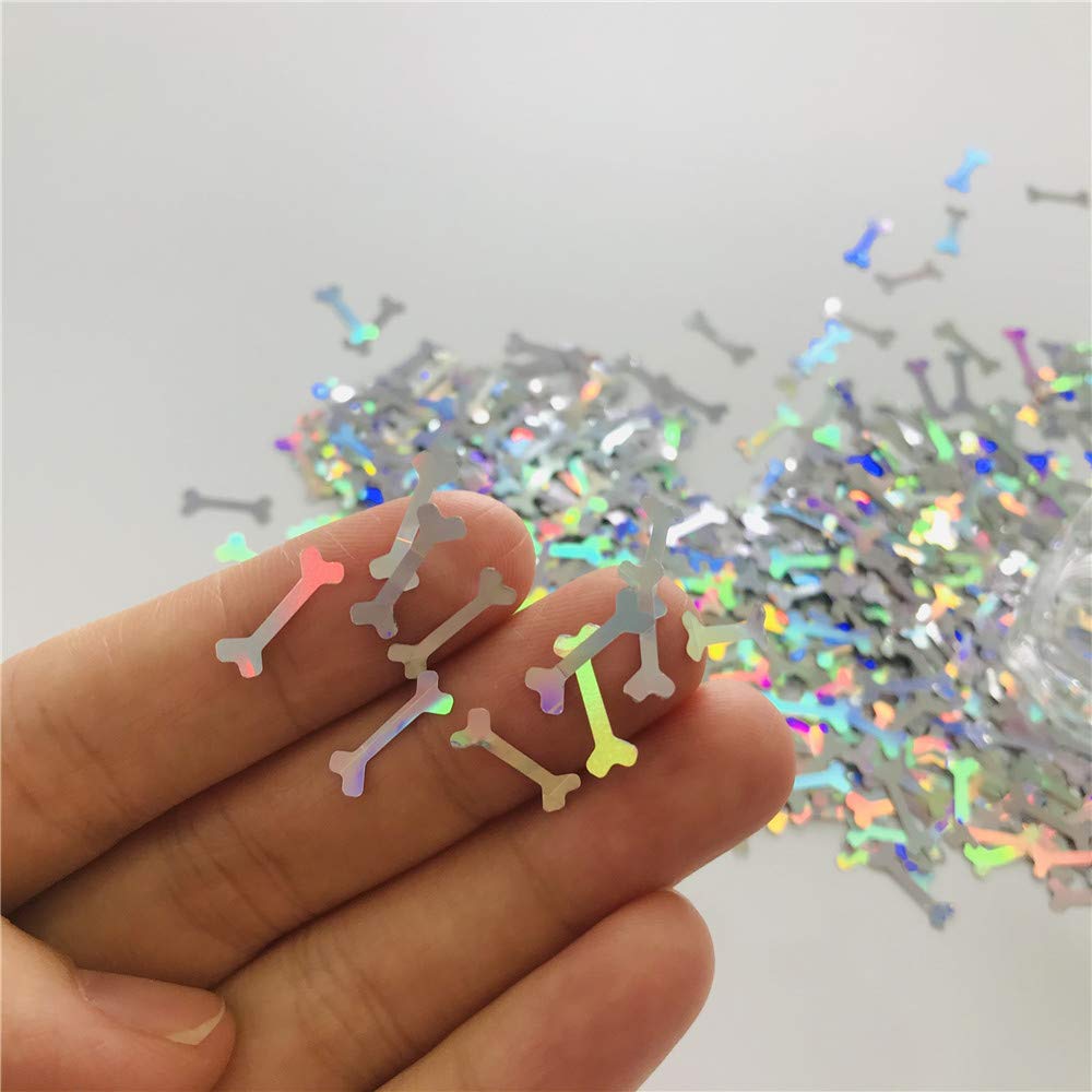 Holographic Glitter - 12mm Silver Big Bones for Festival Makeup | 10 Grams Pack