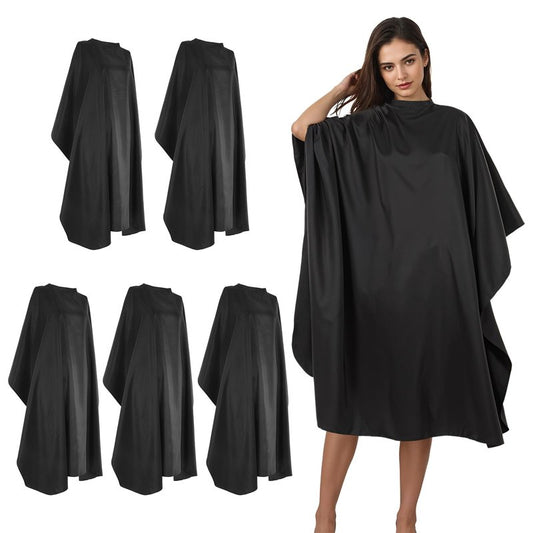 5 Pcs Black Hair Salon Capes,55 X 47 Inches Professional Waterproof Salon Barber Cape with Adjustable Snaps,Hairdressing Styling Nylon Hair Cutting Cape for Haircutting Dyeing Styling