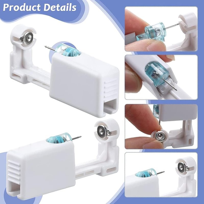 Nose Piercing Gun Kit - 72 Pcs Disposable Set with Self-Piercing Gun, Nose Studs & Cleaning Tools | Ideal for Cartilage, Tragus & Helix Piercings