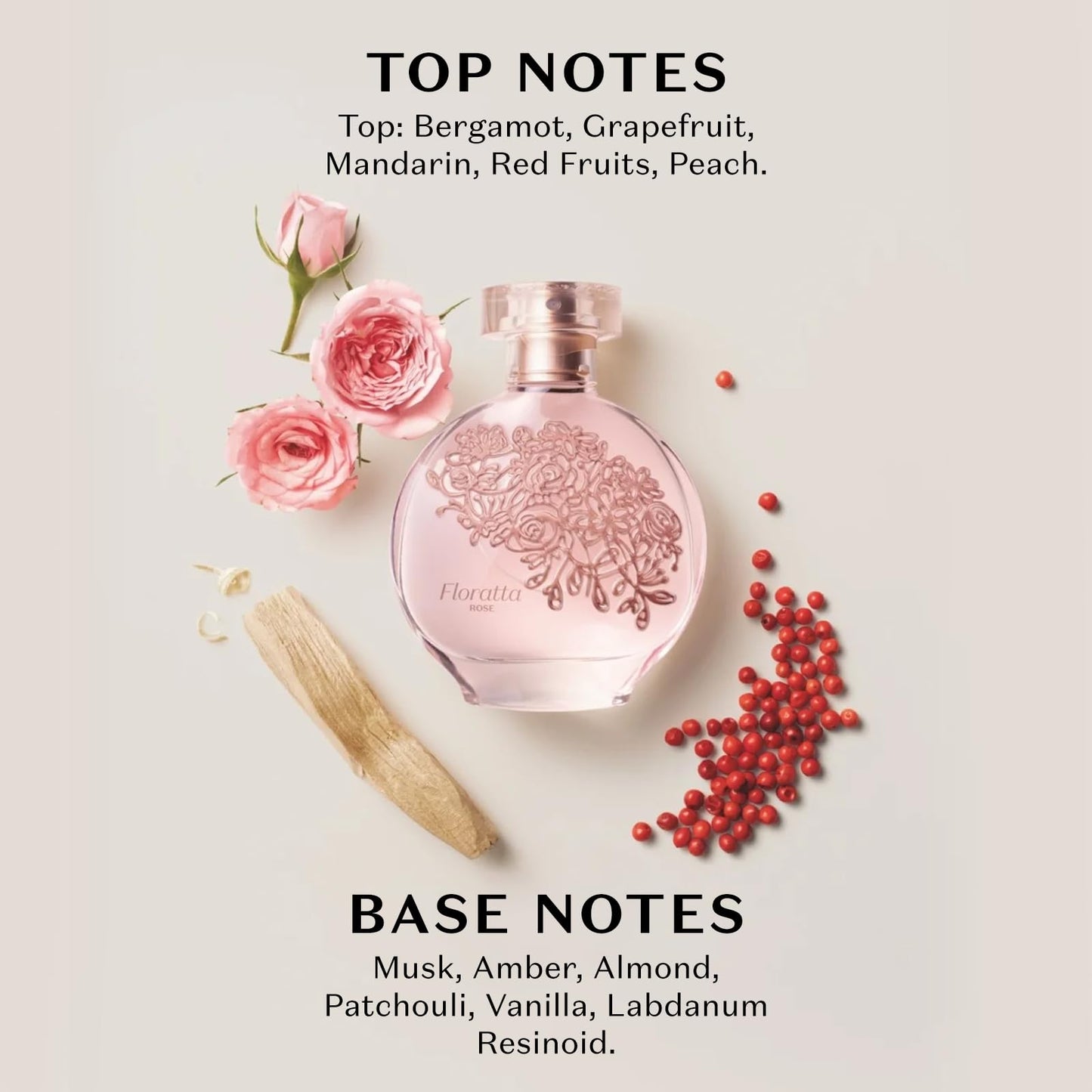 O Boticário Floratta Rose Eau de Toilette, Long-Lasting Floral Rose Fragrance Perfume for Women, 2.5 Ounce