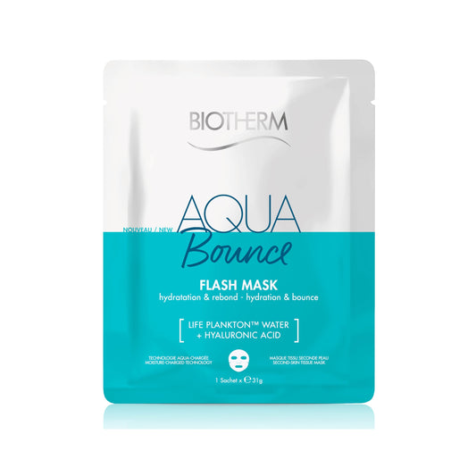 Biotherm Aquasource Aqua Bounce Flash Moisturizing Face Mask with Hyaluronic Acid & Biotech Plankton for Deep Hydration, Plumps and Softens Skin, Sheet Mask, 0.1 Oz