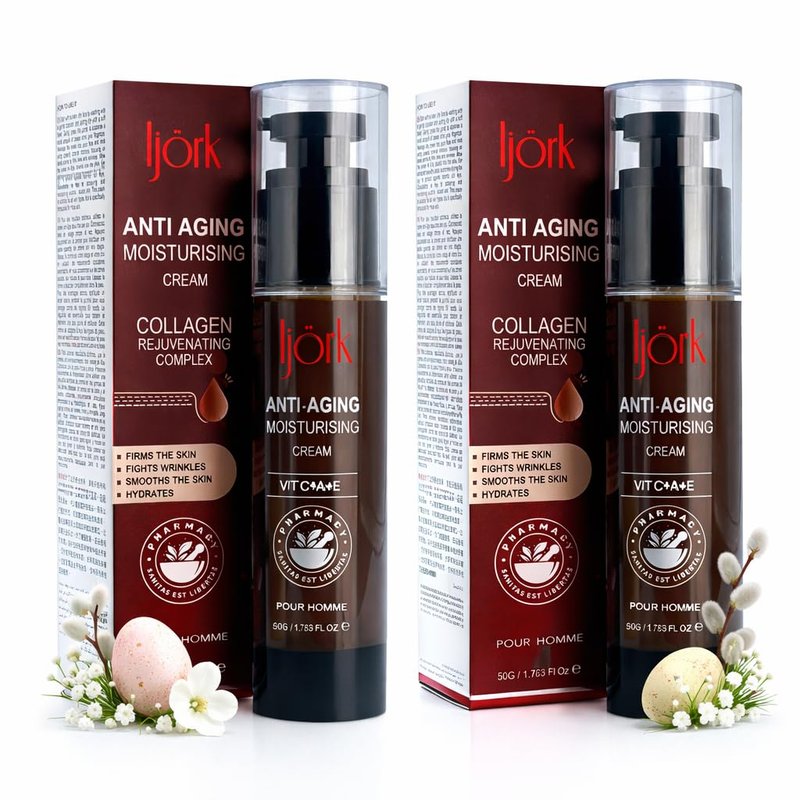 ljörk 2 x Men’s Anti-Aging for Face and Neck – Anti Wrinkle and Skin Toning | Moisturizer for Firm, Smooth Skin | Lightweight & Non-Greasy | Unscented