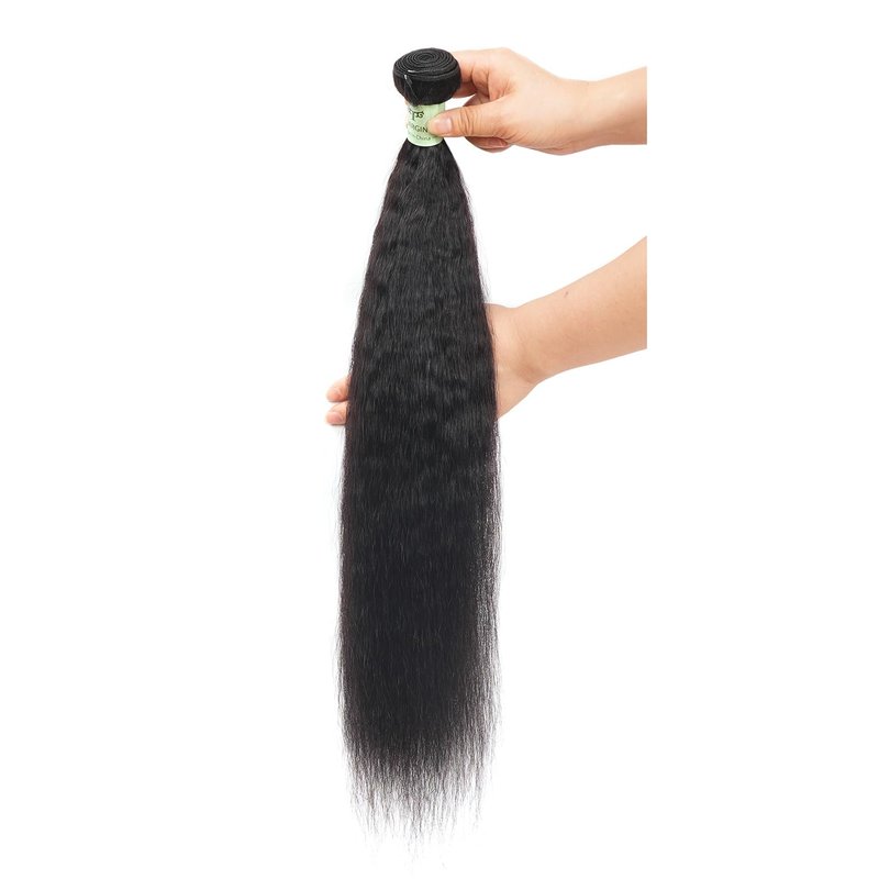 12 inch Kinky Straight Bundles Human Hair 100% Yaki Straight Hair Weave Unprocessed Brazilian Remy Hair Kinky Straight Human Hair For Black Women