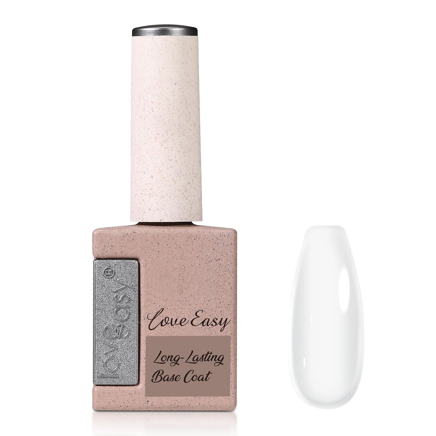 Love easy Rubber Base Coat for Nails, Clear Crystal Gel Polish for Strengthen Apex Building Enhance Reinforce, Protect Uneven Thin Damaged Weak Nail U V Last 30+Days（Long Lasting, pH 5）